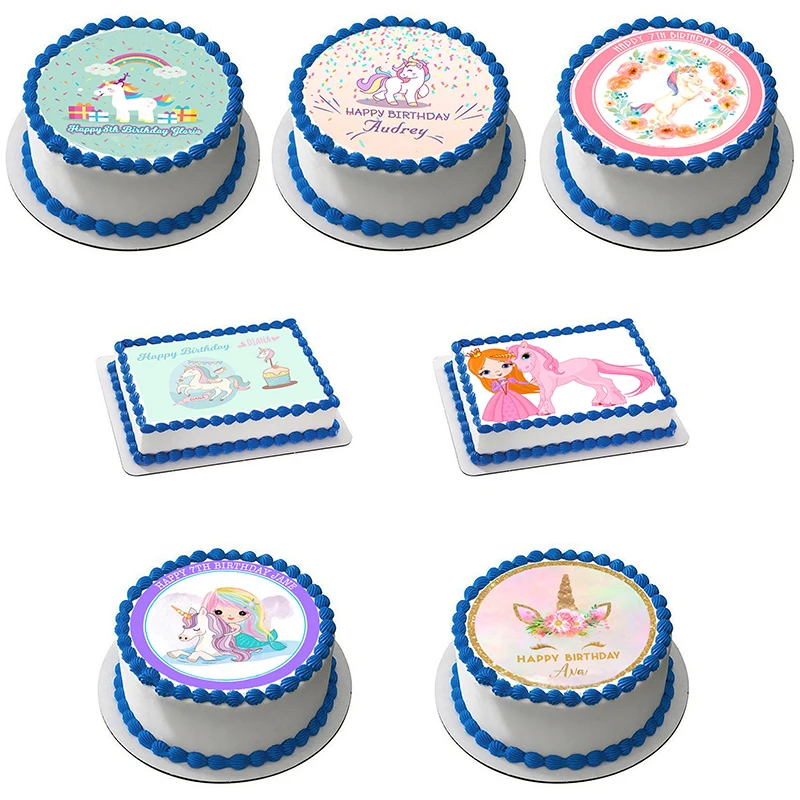 1 шт. 20 см Форма единорога съедобная Вафля бумажные инструменты для украшения торта, украшения торта на день рождения для девочек, кухонный инструмент для выпечки