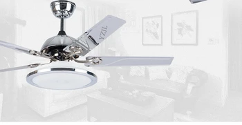 

Remote control fan lights modern minimalist dining room fan light ceiling living room fashion stainless steel LED fans 48inch