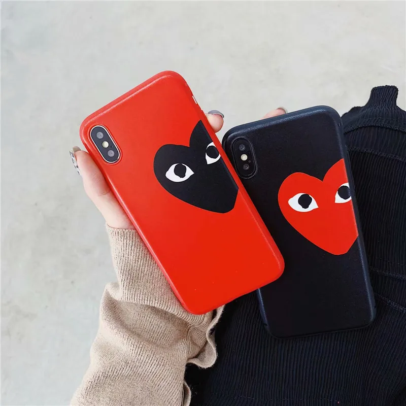

Japan CDG Play Comme des Garcons IMD Protect cover for iphone 6 6S 7 8 plus X XR XS Max phone case cute soft matte Silicone Capa