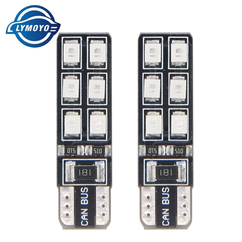 LYMOYO 10 шт. светодиод t10 W5W CANBUS светодиодный 12SMD 2835 светодисветодиодный без ошибок 12