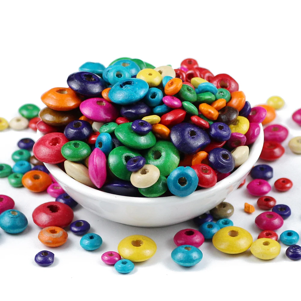 63MM50500pcsCheapWoodDIYFlatRoundBeadsWoodenLooseBeadsfor