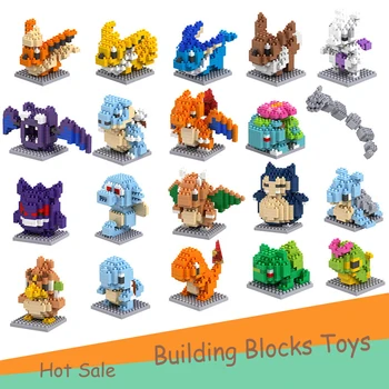 

Ation Figure Charmander Bulbasaur Squirtle Eevee Dragonite Snorlax Mewtwo Lapras Gengar Plastic Cube Diamond Building Brick Toy