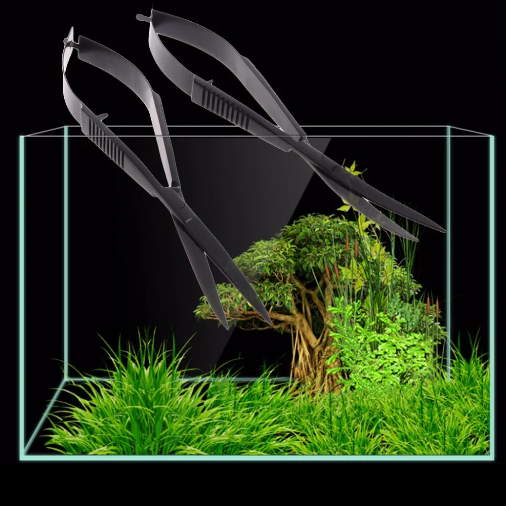 1Pc Aquarium Water Plant Scissors Aquatic Stainless Steel Curve/Straight Spring Trim Clips Fish