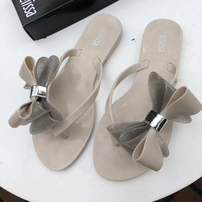 

2019 New Women Melissa Fashion Shoes Woman Lovely Bow Summer Sandals Melissa Slipper Outdoor Basic Beach Shoes Zapatos De Mujer