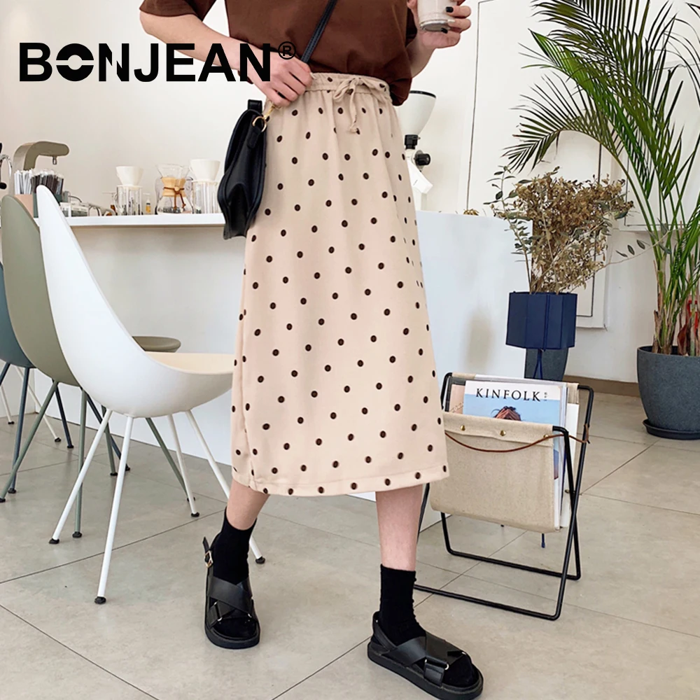 

Polka Dot Skirt High Waist Elegant Korean Style Women Jupe Longue Femme Green Long Skirt Summer Lady Saia Longa Streetwear Z252