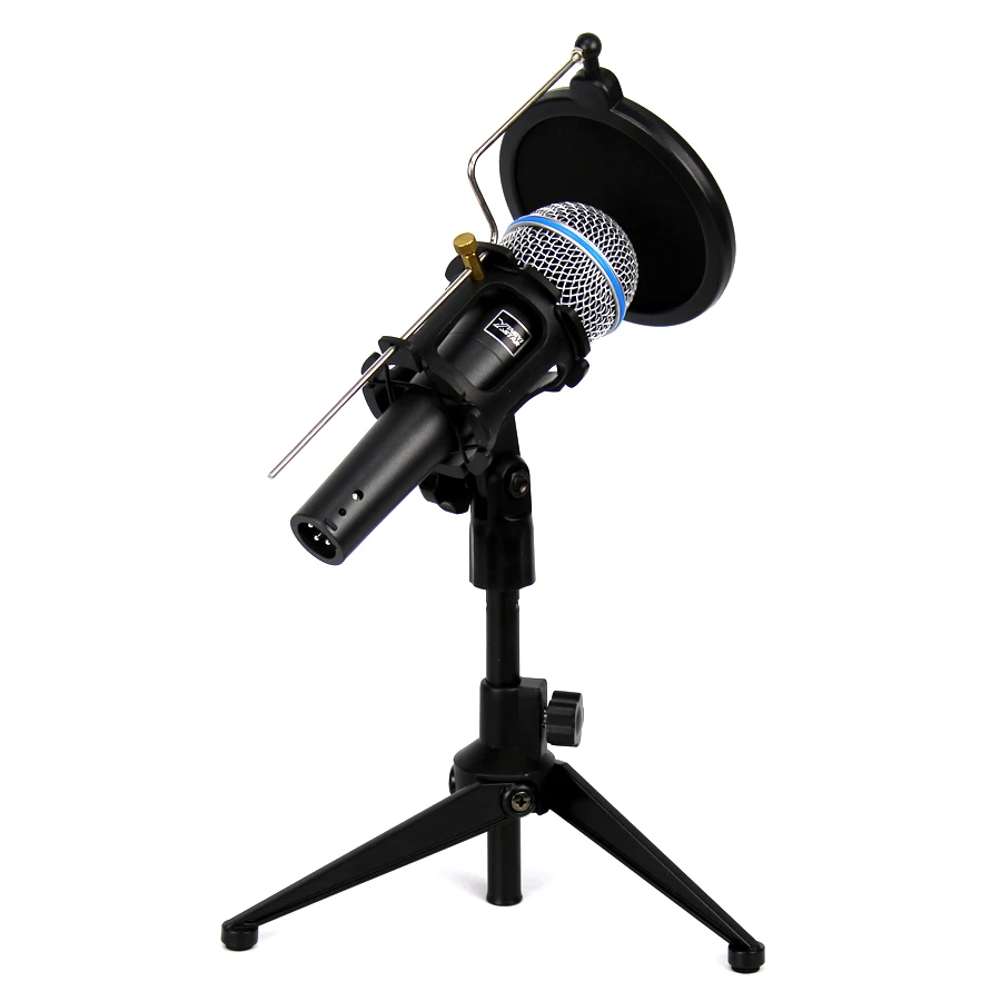 Professional Handheld Dynamic Vocal Wired Microphone Pop Filter Shock