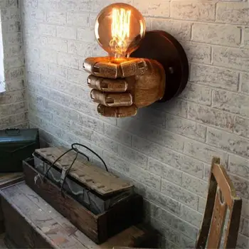 

1pcs Lamp light retro fist resin wall aisle balcony light bed