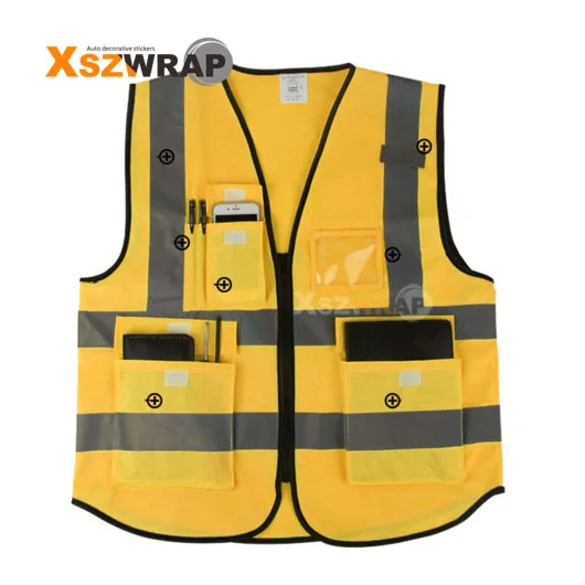 Высокой видимости ночного Светоотражающая одежда строительство трафика Предупреждение Светоотражающие Breatable жилет для печати Размеры: L, XL, XXL - Цвет: Цвет: желтый