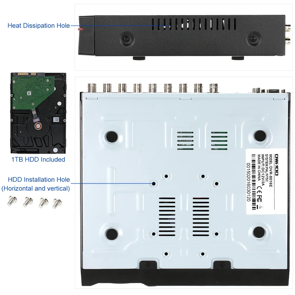 OWSOO 16CH CCTV камера системы Полный CIF 8 шт. Крытый 800TVL ИК ночного видения камера CCTV HD безопасности комплект для видеонаблюдения DVR 1 ТБ HDD