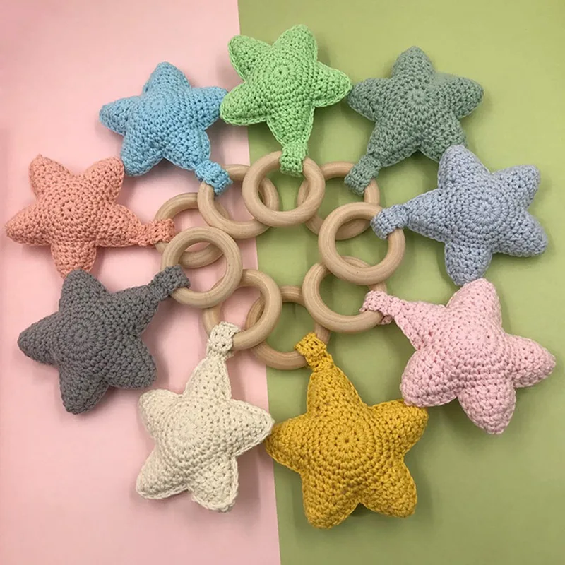 

DIY Baby Teether Accessories Colorful Crochet Knitted Star Pendant Teether Toys For Baby Newborn