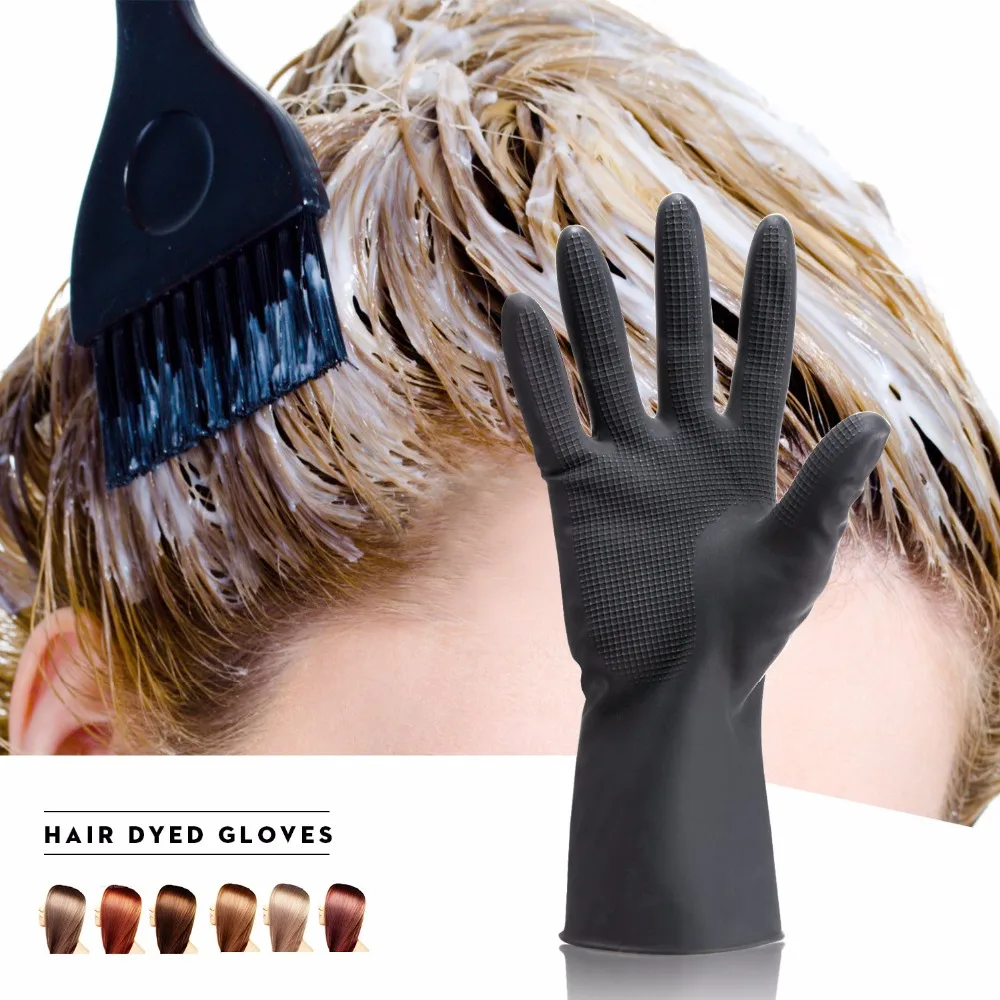 Hair Dye Gloves Black Reusable Salon Hair Colorist Latex Gloves Large Thick  Rubber Gloves For Cleaning Cooking Dishwashing - Combs - AliExpress