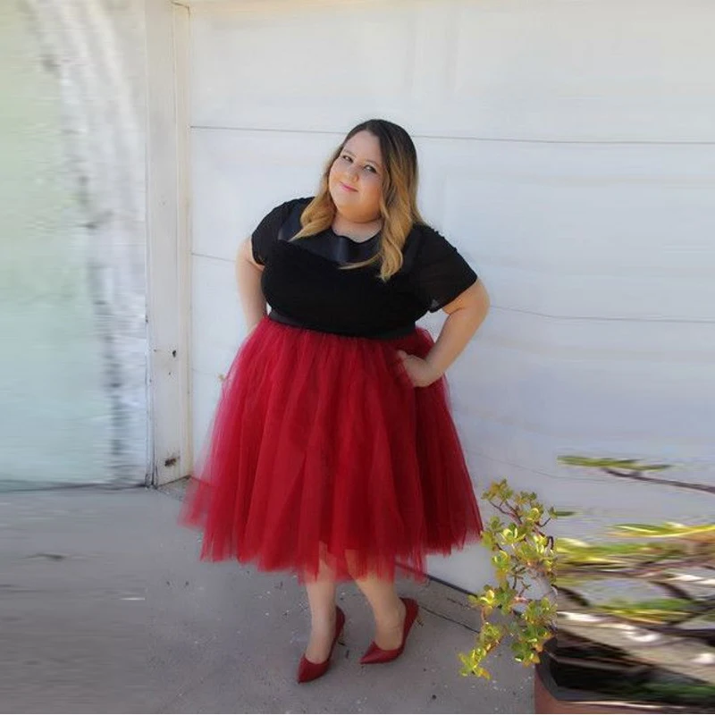Fashion Plus Size Skirts Women Custom Made A Line Knee Length Red Tutu