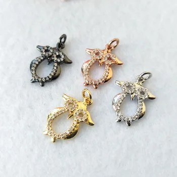 

10Pcs Tiny CZ crystal owl shaped Charm,CZ zircon Stone Micro pave Pendant,Jewelry Finding DIY necklace making PD738