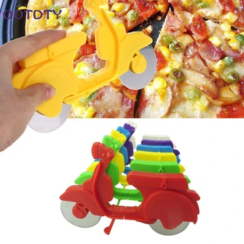 

Motorcycle Chopper Pizza Cutter Stainless Steel Dual Wheels Slicer Non-stick Pizza Tools Peeler Slicers