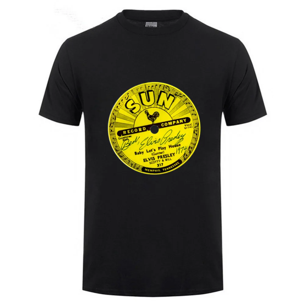 Sun Records Label - Elvis, bayi Mari Kita Bermain Rumah T Kemeja XXXL Lengan Pendek Pria Katun Kaos Oblong Pria T Shirt
