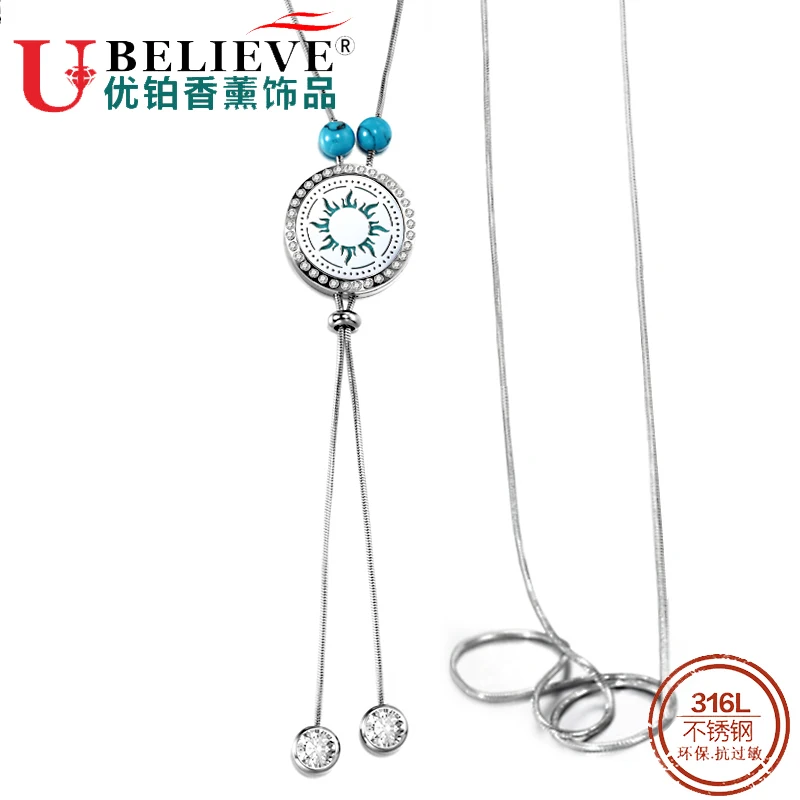 Ubelieve Round Sweater Chain 316L Stainless Steel Pendant Aromatherapy Diffuser Locket For Women Jewelry | Украшения и аксессуары