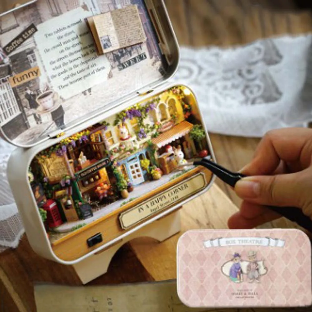 

DIY Girl's Miniature Dollhouse Iron Model Kits Box Country Toy House Garden Box Birthday Gifts Christmas BOX THEATER
