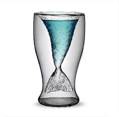 4 Pieces Creative Heat-resistant Glass Double Mermaid Wine Cocktail Glass Bar Trade Fashion Cup Wine