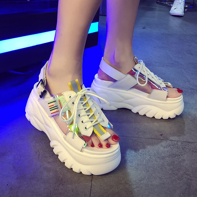 

Lucyever Female Chunky Platform Wedge Women Sandals Summer Open Toe Buckle Strap Sandalias Thick Bottom Casual Ladies Footwear