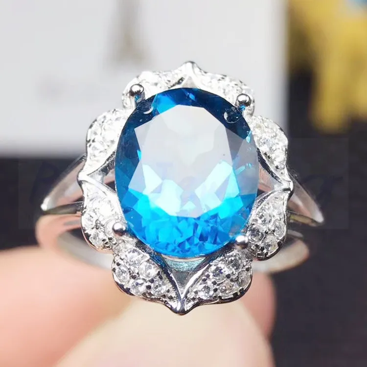 Per jewelry Natural topaz ring Free shipping Natural real blue topaz ...