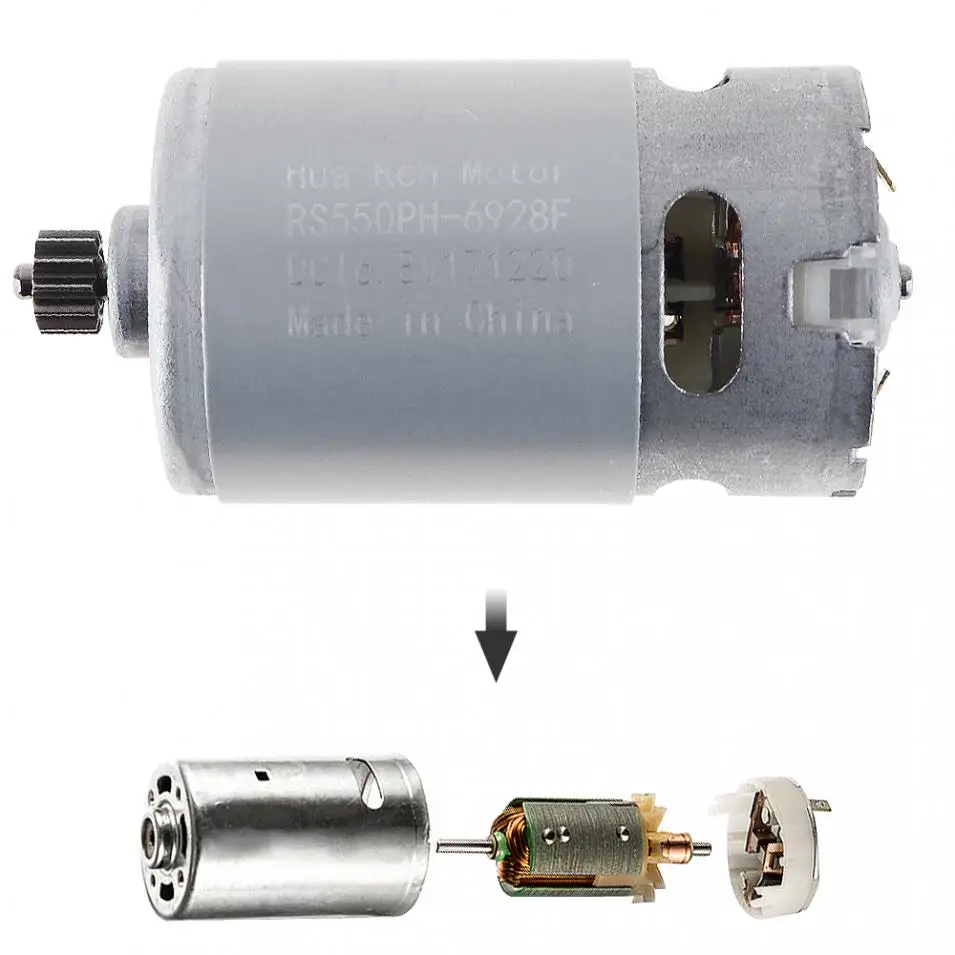 RS550 16.8V 13500 RPM DC Motor with Two-speed 12 Teeth and High Torque Gear Box for Electric Drill