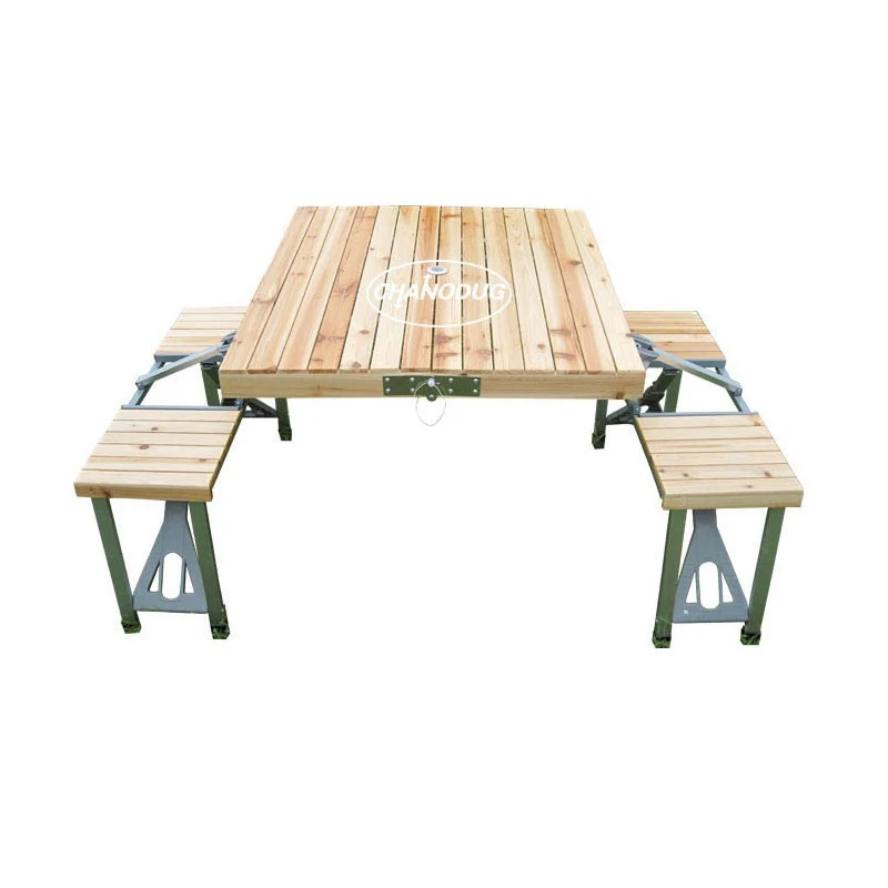 

Outdoor portable Wood one piece folding integrated folding table