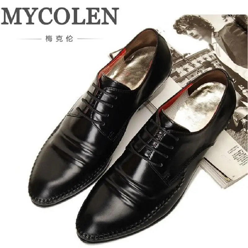 

MYCOLEN New Men Shoes Business Genuine Leather Formal Dress Shoes Oxford Men Leather Shoes Lace-Up Pointed Toe British Style