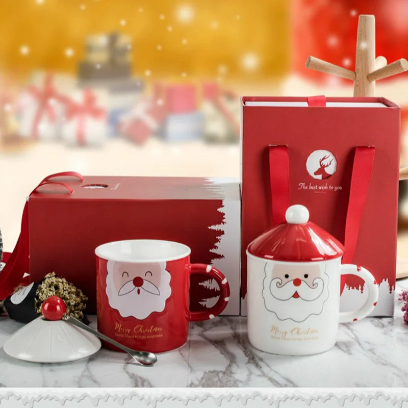 Пара чашки Рождество керамическая кружка кофе Вода мультфильм молоко завтрак Снеговик Санта Клаус Лось животное большой емкости офис
