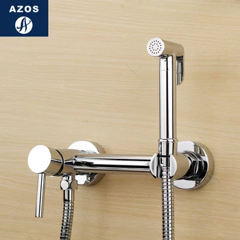 

Azos Bidet Faucet Pressurized Shower Nozzle Brass Chrome Cold and Hot Switch Single Function Toilet Bathing Balcony Round PJPQR0