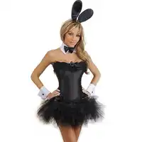 ผู้หญิงเซ็กซี่ Tuxedo กระต่าย Corset เครื่องแต่งกายกระต่ายสาว Cosplay Uniform