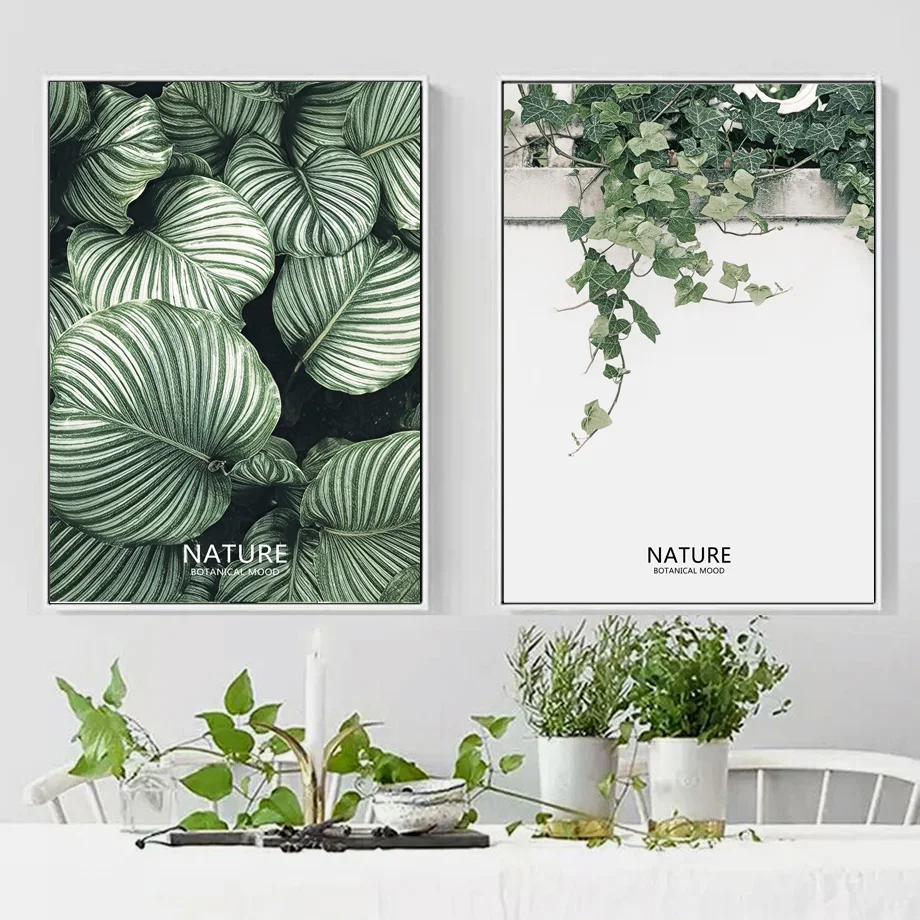 Nordic-Posters-And-Prints-Watercolor-Tropical-Green-Leafs-Wall-Art-Canvas-Painting-Wall-Pictures-For-Living (2)