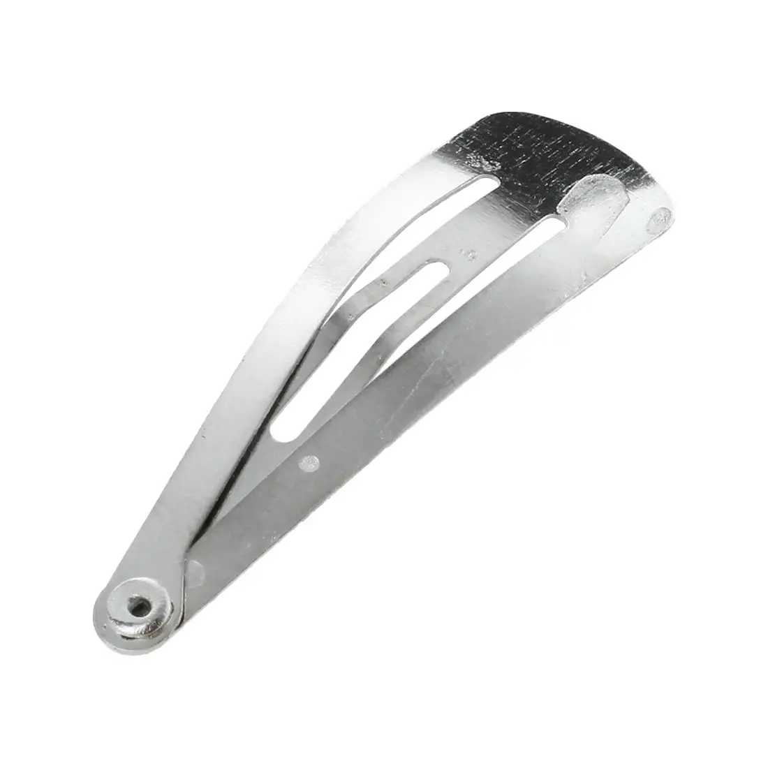 Lot of 50 Silver Tone Snap Hair Clips 40mm Craft Bow