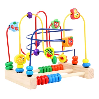 

Three-Wire Fruit Vegetable Insect Animal Bead Wire Maze Wooden Montessori Toys Children Early Education For Baby Kids