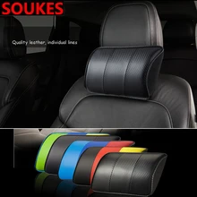 NEW Leather Car Pillow Neck Pillow Headrest Car Accessories For Volvo S60 V70 XC90 Subaru Forester Peugeot 307 206 308 407