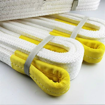 

2t 1m white High tensile Double buckle flat webbing sling endless industrial lifting chain sling Polypropylene fiber strap