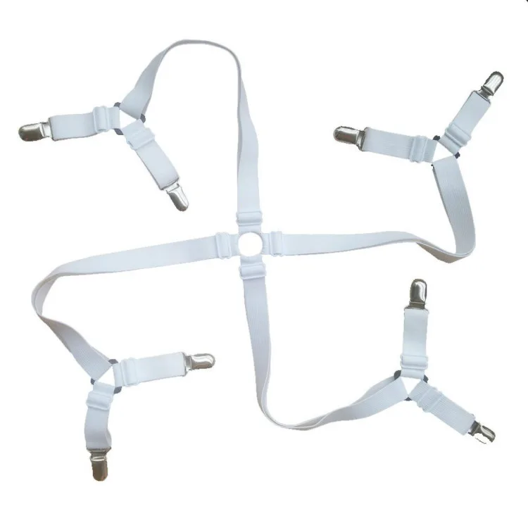 

3-Way Adjustable Elastic Under Mattress Bed/Fitted Sheet Fastener,Crisscross Bed Sheet Straps Suspenders,Slipcover Fastener