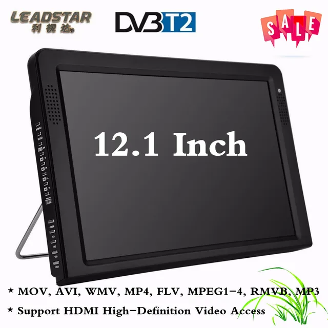 LEADSTAR Protable DVB TV Television Player 12.1 Inches Rechargeable Digital Color TFT-LED Screen HDMI Portable Television Player
