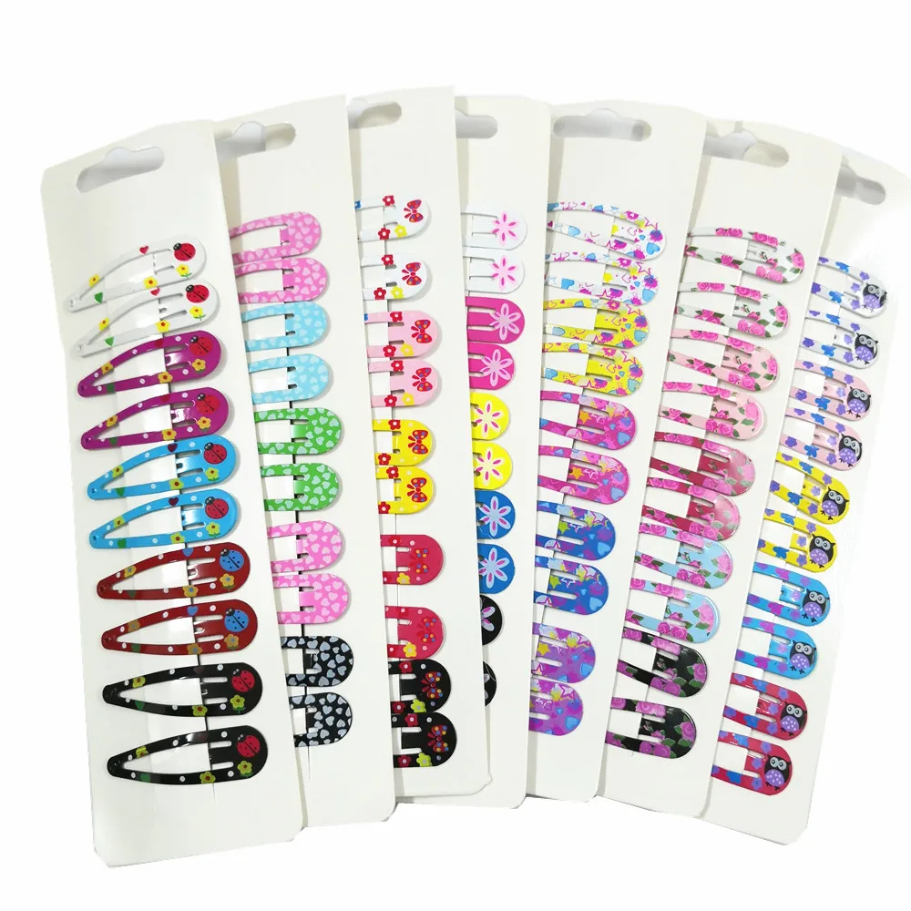 

3 Packs (10 Pcs/Pack )Candy Color Cartoon Metal Snap Barrettes Girls' Hairpin Kids Hair Clips Girls' Hair Accessories