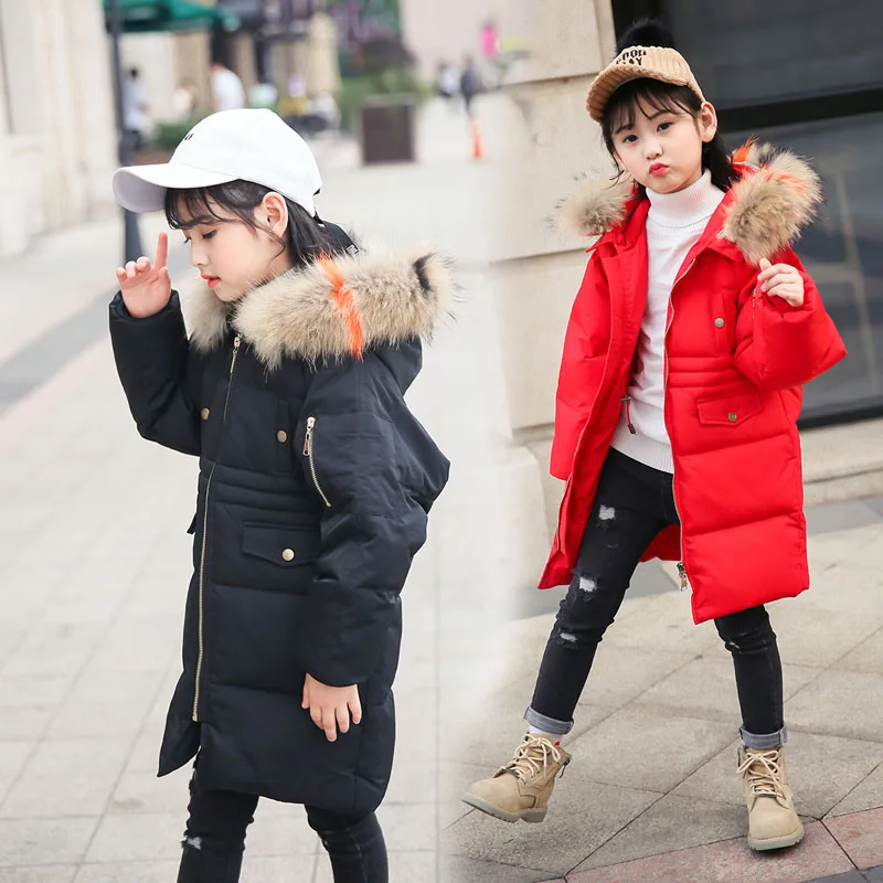 

Children Down Jacket Girls 2018 New Winter Thickened Long Coat For Girl Fur Coats Kids Overcoat 8 9 10 11 12 13 14 Years