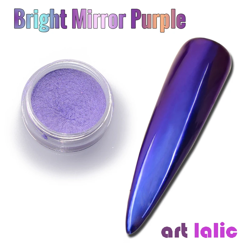 

Nail Art Purple Mermaid Pearl Nail Powder Glitters Mirror Effect Chrome Pigment Powder Aurora Manicure DIY Decoration w/ Sponge