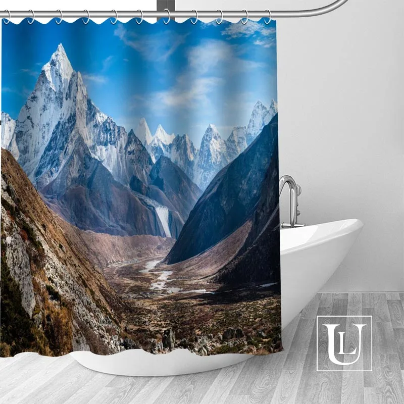Custom Himalaya Mountains Curtain Fabric Modern Shower Curtain bathroom