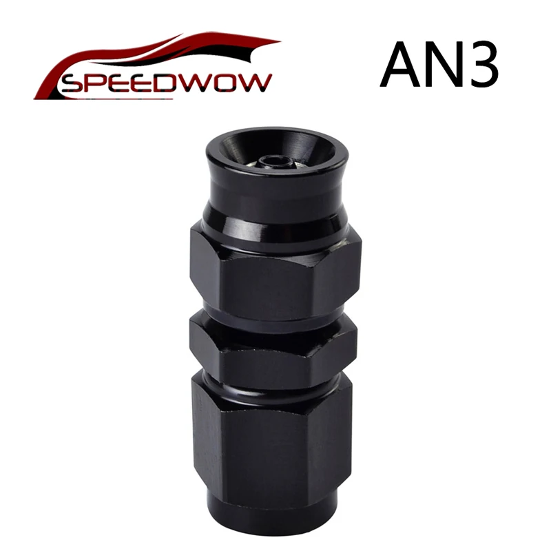 

SPEEDWOW AN3 Straight PTFE Hose End Fitting Swivel For PTFE Oil Fuel Line Tube To Female AN Adapter Black/ Red&blue