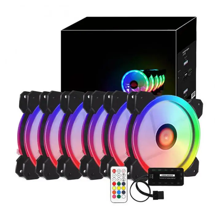 Горячий RGB ПК Вентилятор 12 В 6 Pin 12 см охлаждающий вентилятор с контроллером для компьютера бесшумный игровой чехол