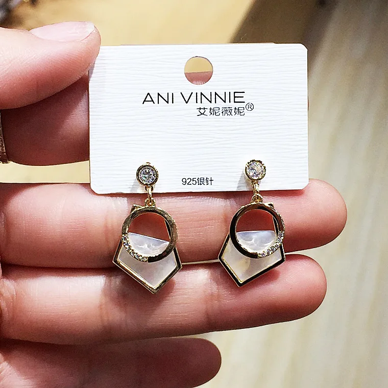 Irregularity geometric shell earring 925 silver pin Hypoallergenic fadeless fashion jewelry alloy stud earrings women gift