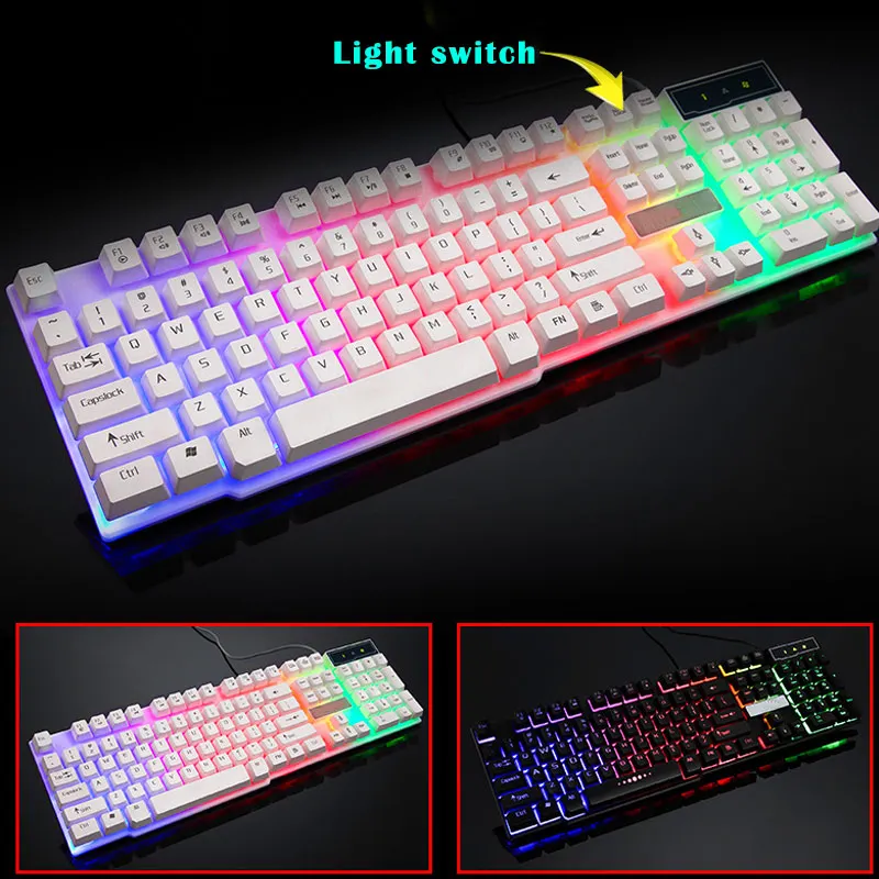 

Gaming Keyboard 104 Keys Mechanical Fell Wired USB Keyboards RGB LED Backlit for Overwatch LOL JLRL88