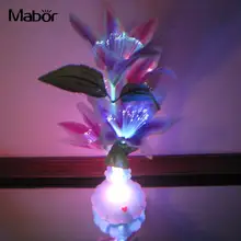 Светодиодный светильник из оптоволокна цветок ваза с лилиями Ночной свет украшения красочные