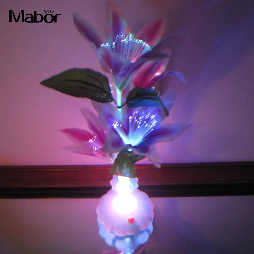 Led光ファイバランプ花ユリ花瓶ナイトライト装飾カラフルな 光ファイバライト Aliexpress