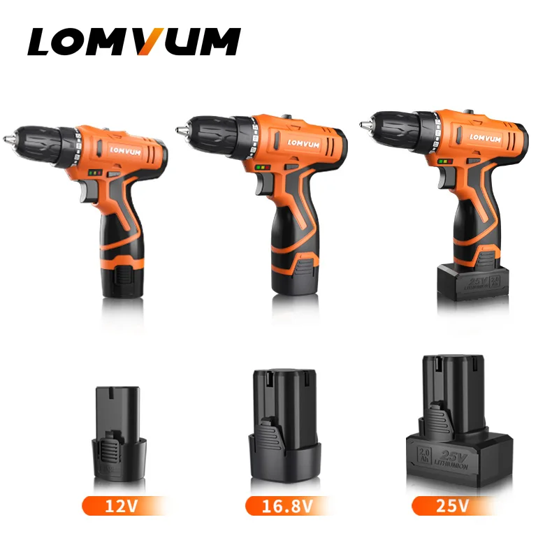 LOMVUM Новые поступления Электрическая отвертка Многофункциональные электроинструменты Электрическая дрель Водонепроницаемый Аккумуляторная мини-беспроводная дрель
