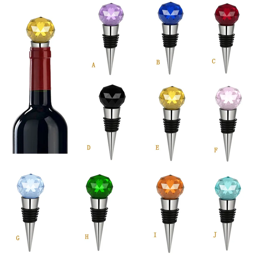 

30mm Wine Stoppers Diamond Crystal Stainless Steel Champagne Stopper Sparkling Wine Bottle Plug Sealer Convenient Vacuum
