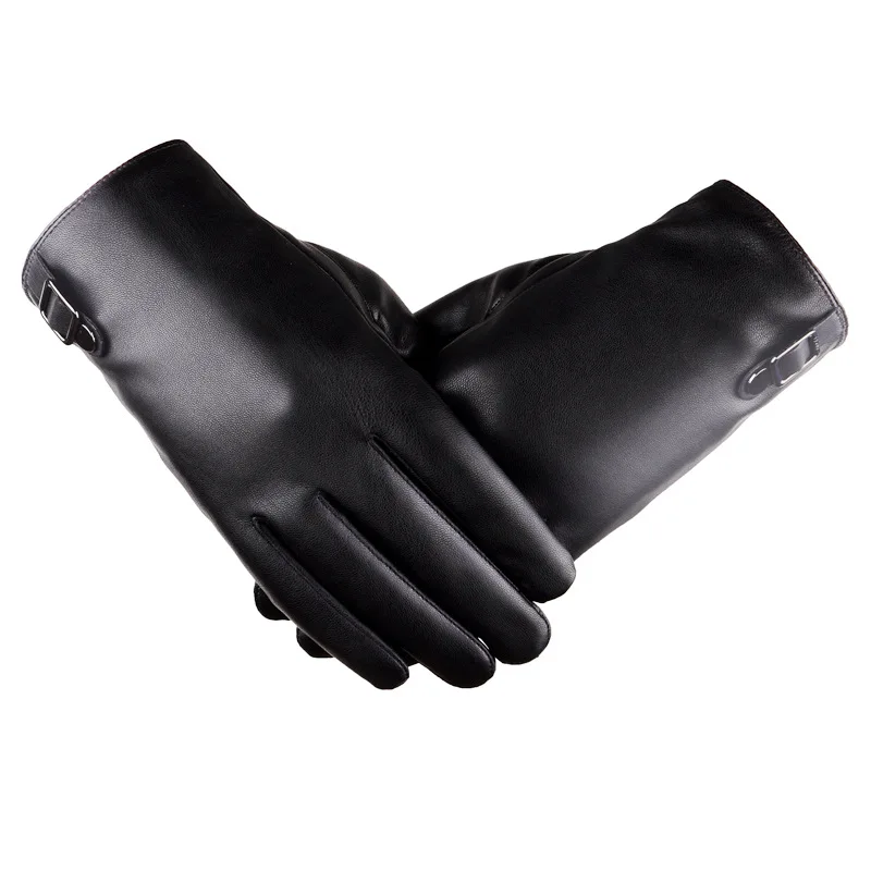SUMEIKE новые зимние Перчатки Для мужчин из искусственной замши полный палец Нескользящие Сенсорный экран теплые Перчатки зима-осень Для мужчин варежки - Цвет: Black B